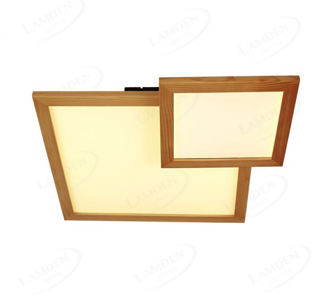 650x480mm Double Square FSC Pine Wood Indoor LED Ceiling Light 90035