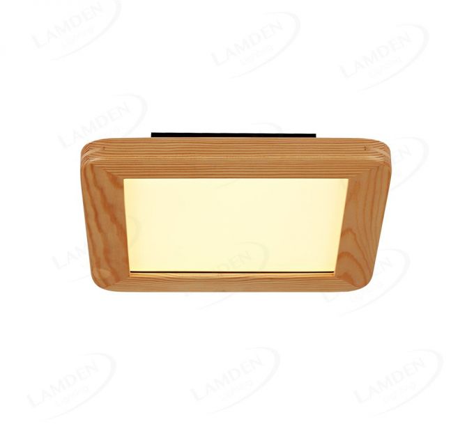 230x230mm Square Circle FSC Pine Wood Indoor LED Ceiling Light 90036