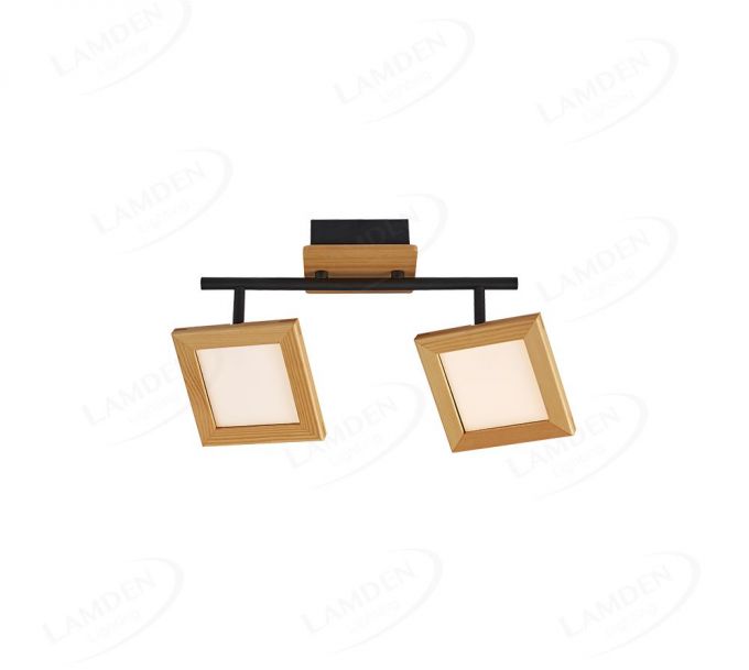 490x130mm FSC Wood Square Two Head Spotlights 90056