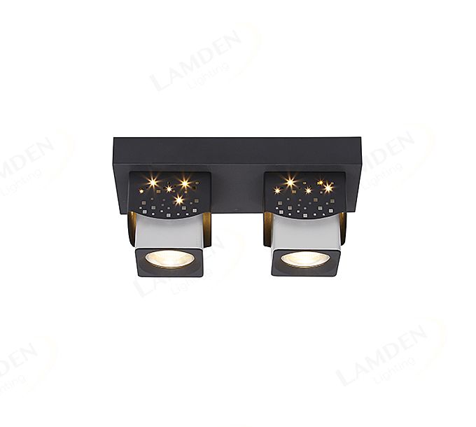 340x150mm Star Effect Black & White LED Square Spotlights 80014