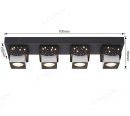 700x150mm Star Effect Black & White LED Square Spotlights 80016