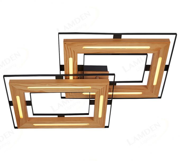 990x680mm FSC Pine Wood Double Frame Indoor LED Ceiling Light 90062