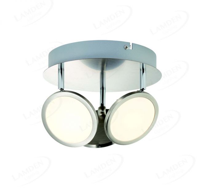 220x150mm Three Head Round LED Spotlight In Nickel Finished