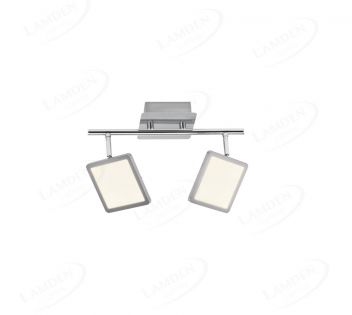 315x110mm Two Head Square LED Spotlight In Nickel Finished 