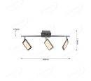 560x110mm Three Head Square LED Spotlight In Nickel Finished