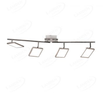 795x120mm Four Head Square LED Spotlight In Nickel Finished 