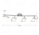 795x120mm Four Head Square LED Spotlight In Nickel Finished 80031