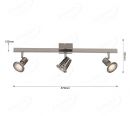 670x185mm Three Movable Head with Square Base Nickel Color LED Spotlights 80042