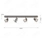 820x160mm Four Movable Head with Square Base Nickel Color LED Spotlights 80046