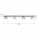 800x80mm Four Head ON OFF 3 Step Dimmable Nickel Surface LED Spotlights 80050