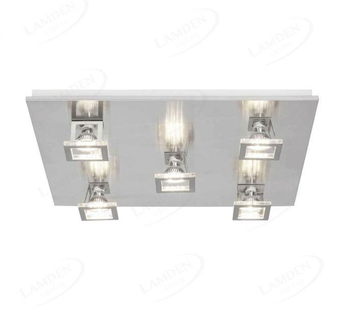 500x500mm Five Head ON OFF 3 Step Dimmable Nickel Surface LED Spotlights 80052