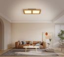 430x430mm Square Circle FSC Pine Wood Indoor LED Ceiling Light 90037