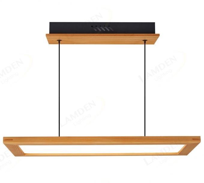 480mm FSC Pine Wood Indoor Rectangle LED Pendant Light 90043