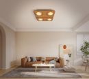 380x380mm FSC Pine Wood Indoor 4 head LED Ceiling Light 90047